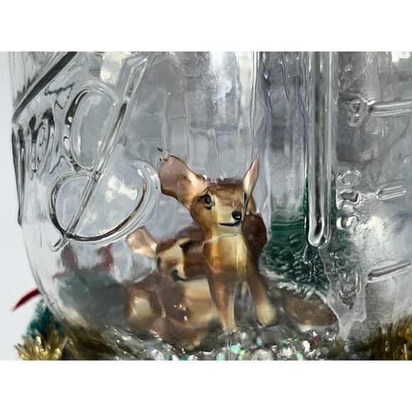 Vtg Ceramic Deer Bell Jar Diorama Decor It's like Christmas magic in here! OOAK - Picture 4 of 16